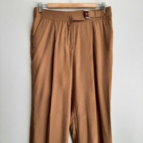 LUISA SPAGNOLI Linen Blend Light Dress Pants Tan Sz S | Eur 42 - Picture 3 of 10